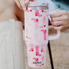 Light Pink Western Boots Tumbler Cup w/ Handle