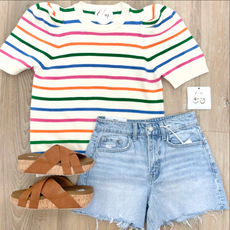 Multi-Color Stripe Sweater Top