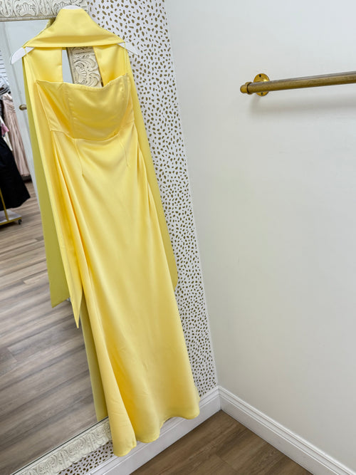 Yellow Satin Maxi Dress