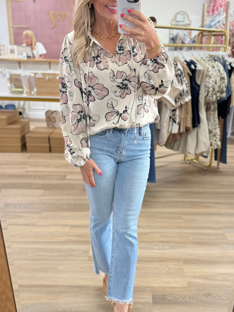 Champagne Floral Top