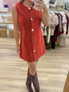 Rust Gold Button Dress