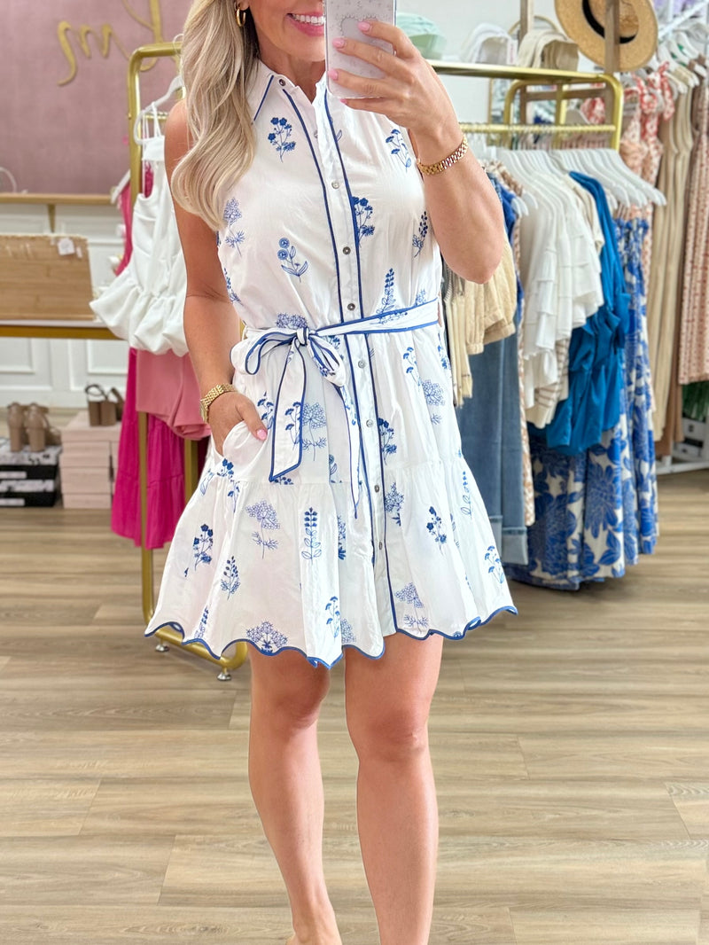Blue Embroidered Dress