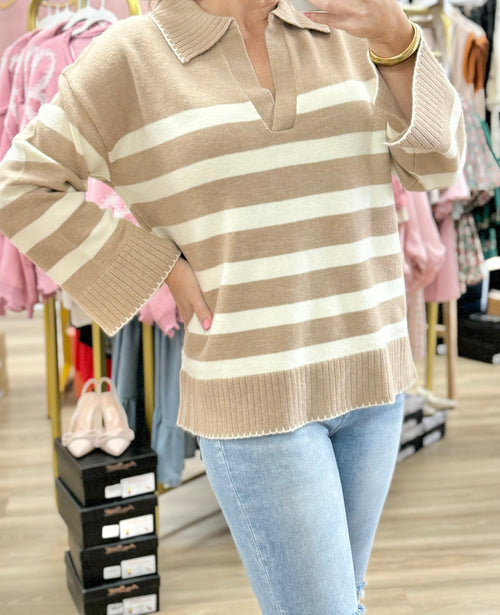 Taupe/Cream Sweater