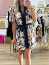 Navy Floral Belted Dress