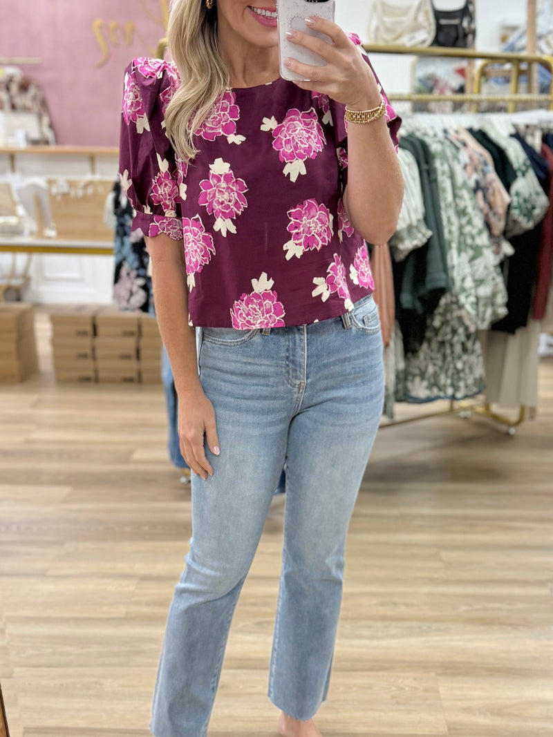 Wine/Mauve Printed Top