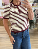 Burgundy/Cream Stripe Sweater