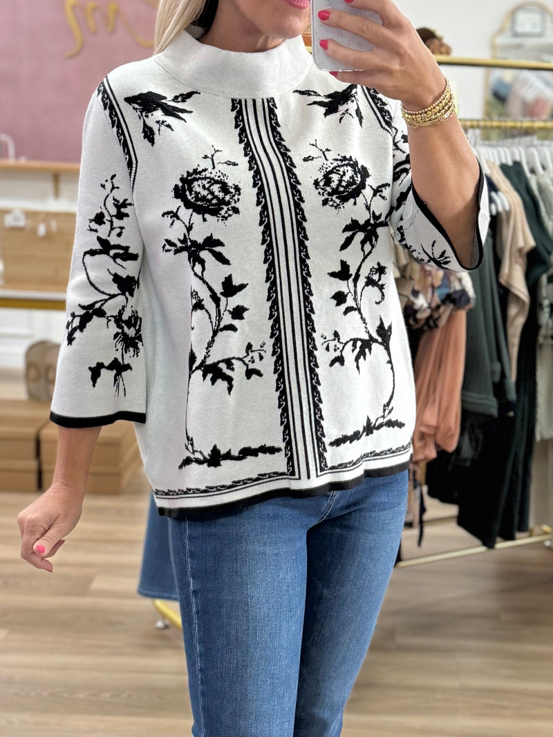 Cream/Black 3/4 Sweater