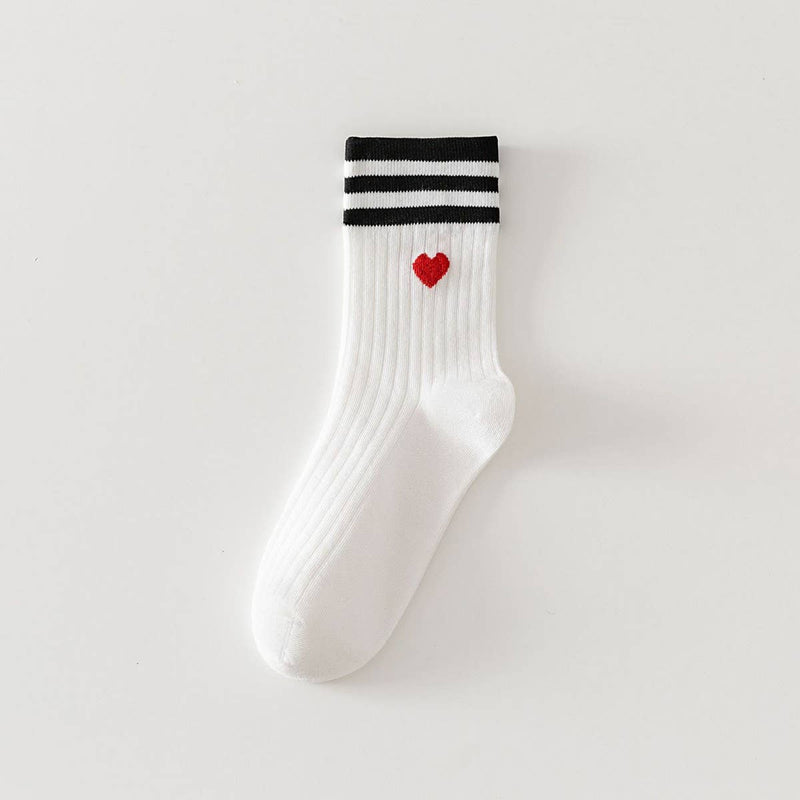 Heart/Stripes Crew Socks