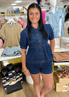 Puff Sleeve Denim Top With Shorts