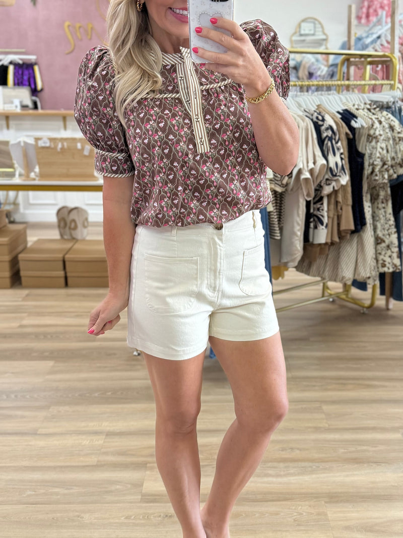 Brown Floral Top