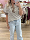 Striped Puff Sleeve Top