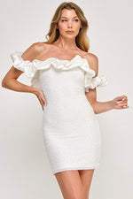 White Beaded Off Shoulder Dress