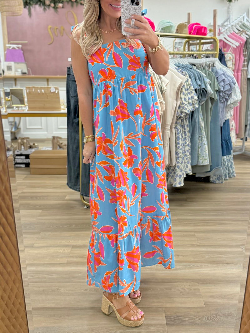 Blue/Orange Printed Maxi