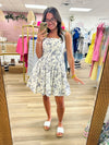 Blue/Cream Floral Mini Dress