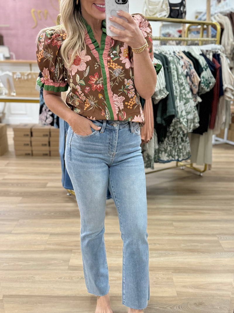 Brown Floral Top