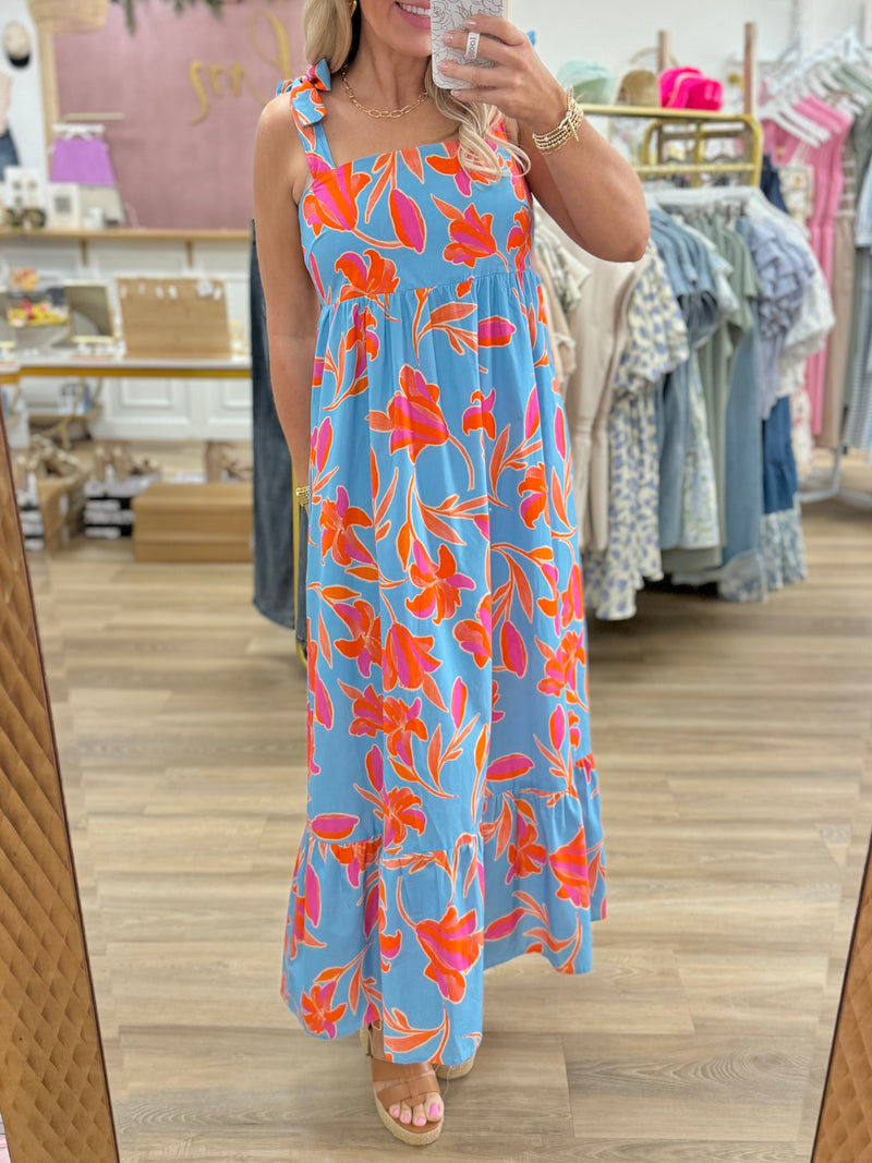 Blue/Orange Printed Maxi