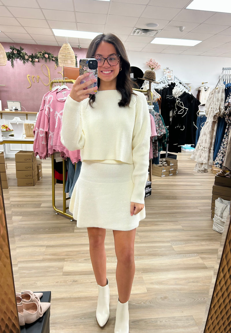 Cream sweater skirt hotsell