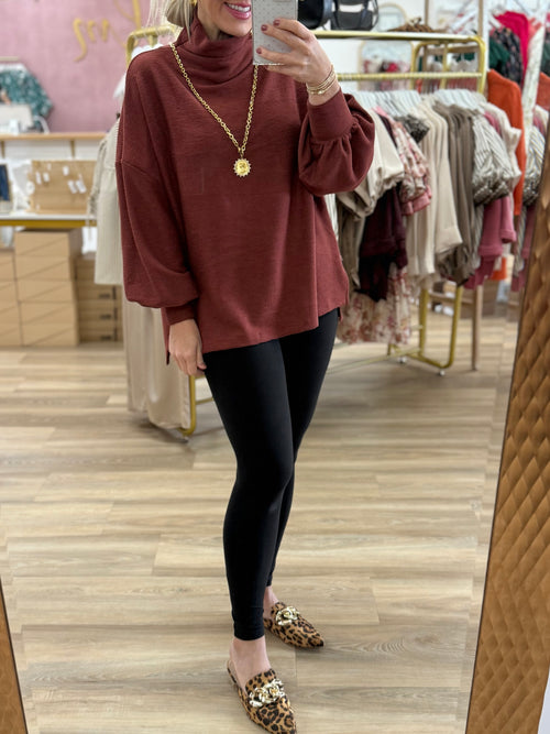 Mock Neck Solid Sweater