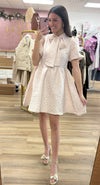 Pink Jacquard Short Sleeve Dress