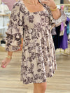 Brown/Taupe Floral Dress