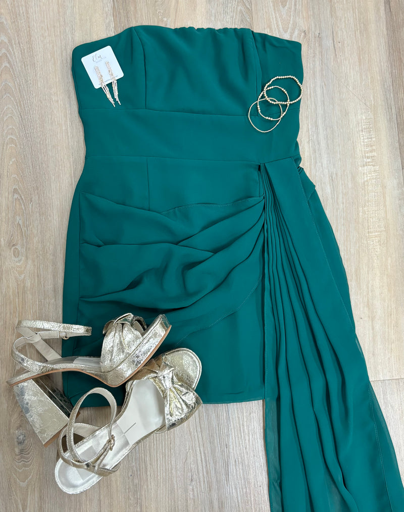 Hunter Green Strapless Dress