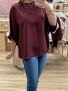 Burgundy Oversized Satin Top