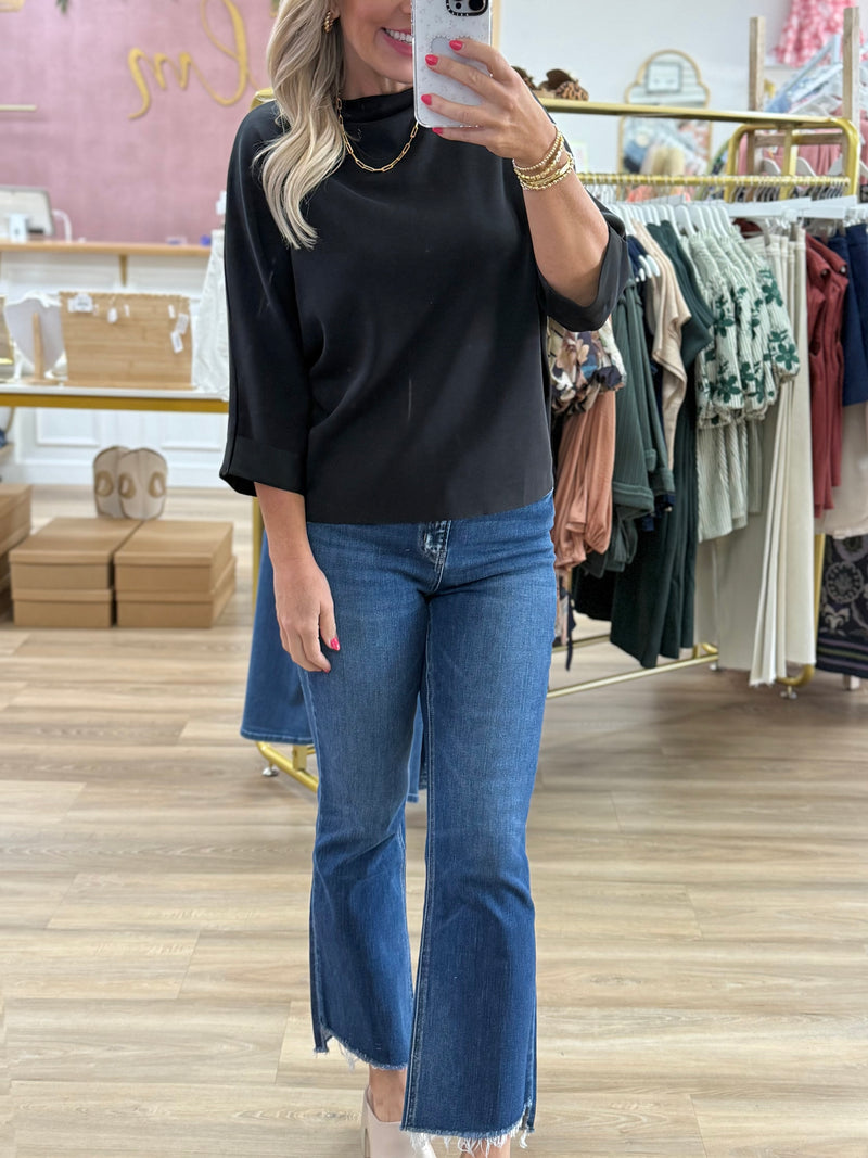 Washed Black 3/4 Sleeve Top