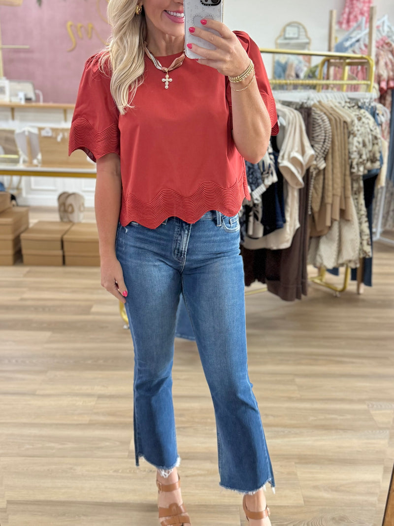 Rust Poplin Top