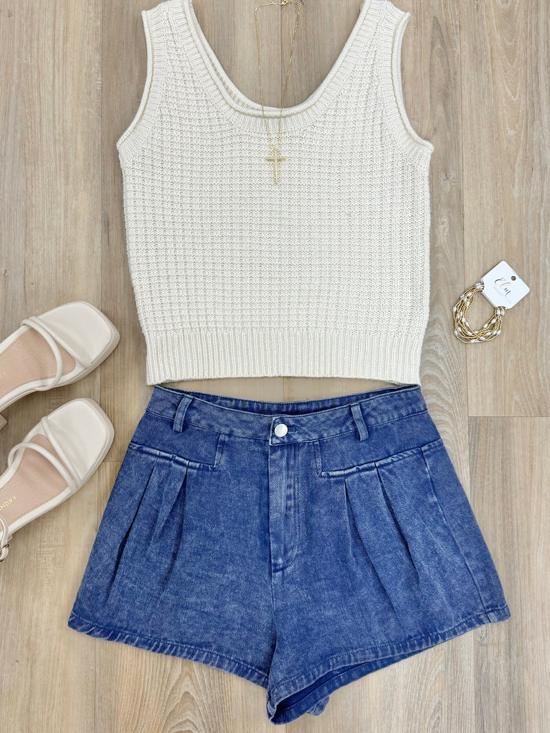 Navy Fit n Flare Shorts