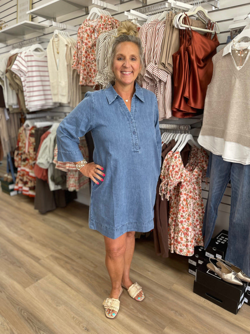 3/4 Sleeve Denim Dress