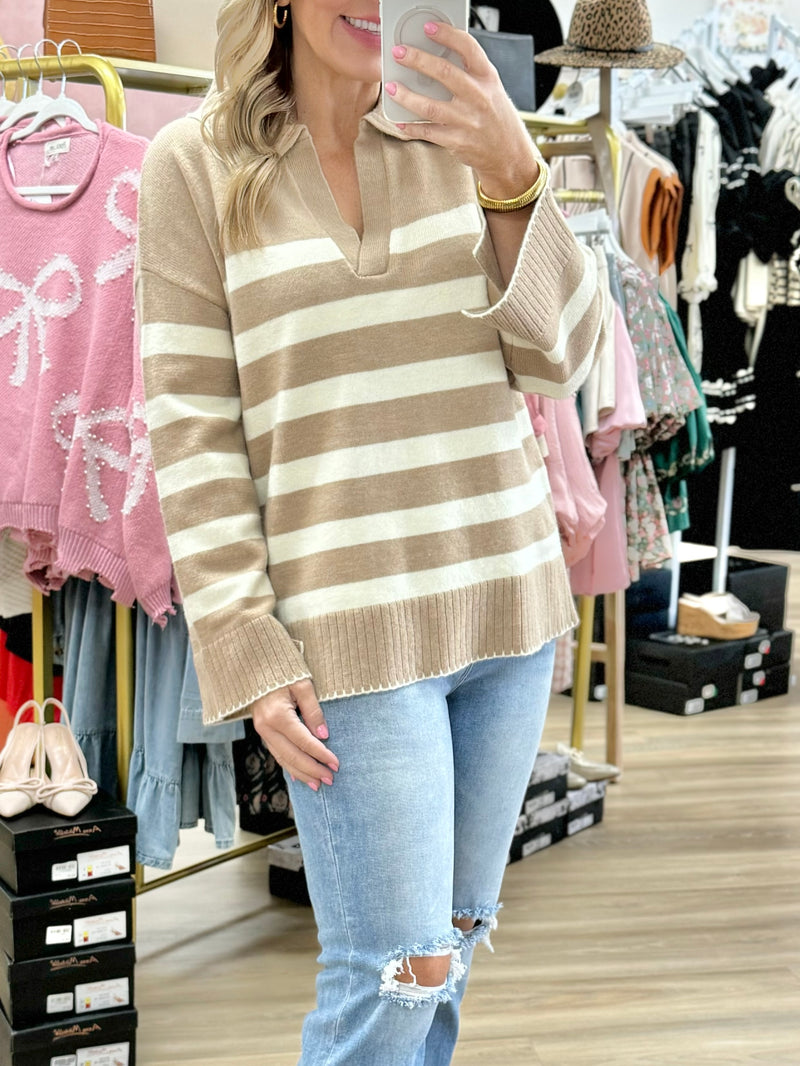 Taupe/Cream Sweater