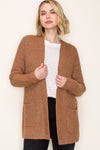 Camel Open Front Cardigan