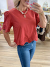 Rust Poplin Top
