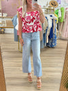 Red Tropical Print Top