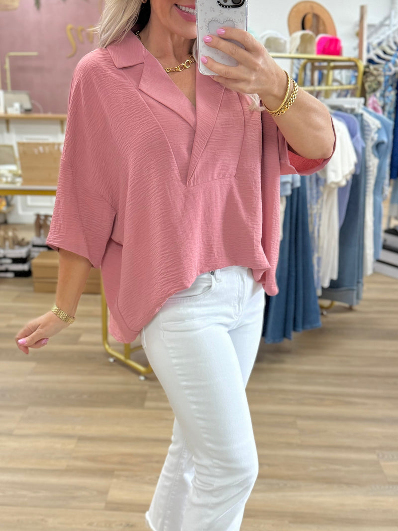 Mauve V-Neck Top