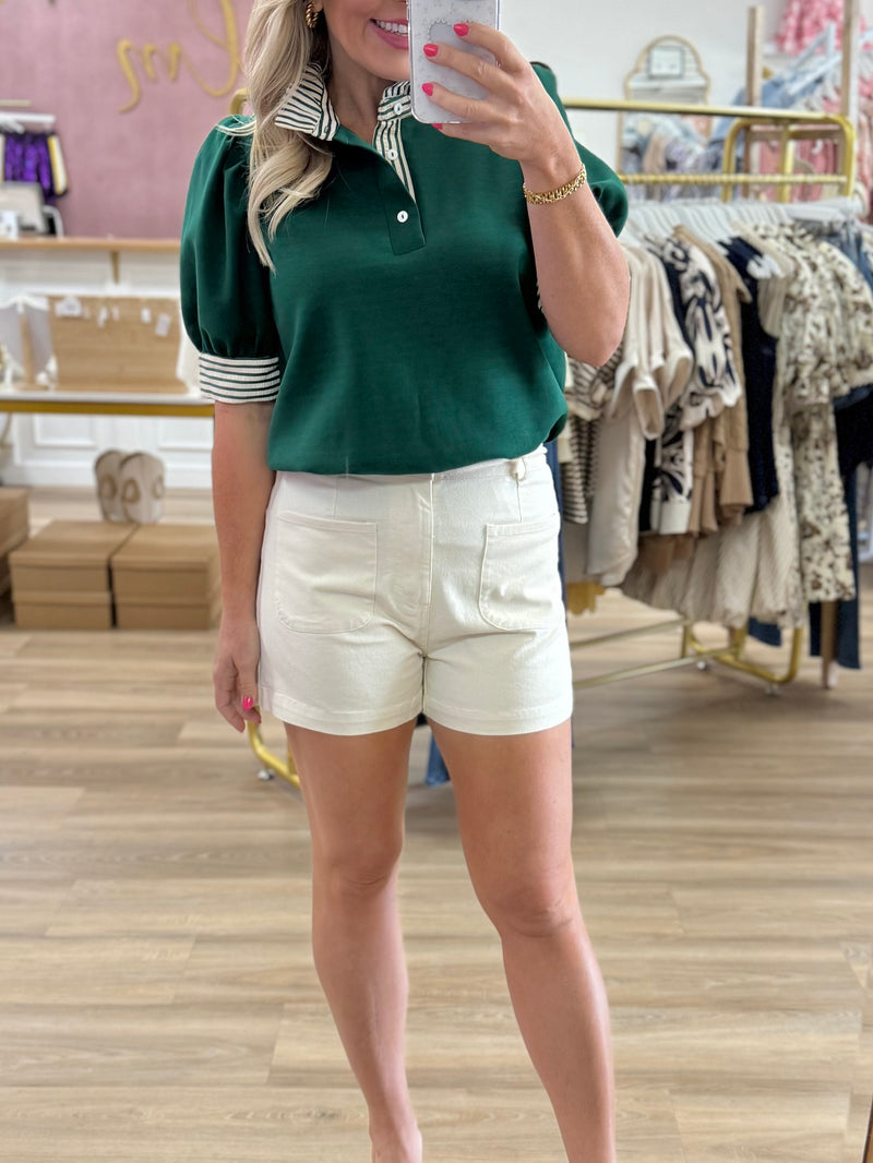 Green Mock Neck Top