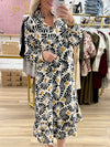 Long Sleeve Black Printed Dress