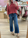 Mock Neck Sweater-Brick