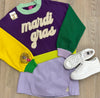 QOS Colorblock Mardi Gras Sweater