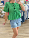 Green Peplum w/Bows