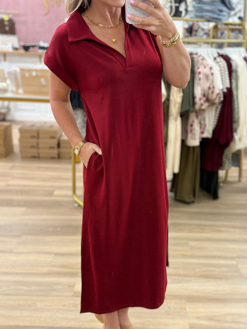 Burgundy Midi Dress