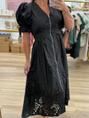 Black Embroidered Detail Midi