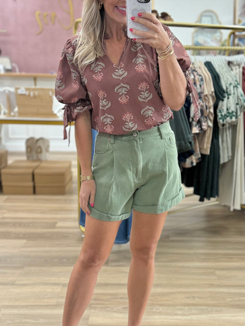 Denim Rolled Hem Shorts