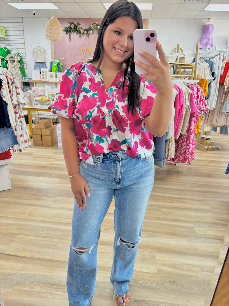 Floral V-Neck Top
