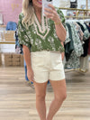 Olive Drop Sleeve Top