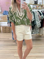 Olive Drop Sleeve Top