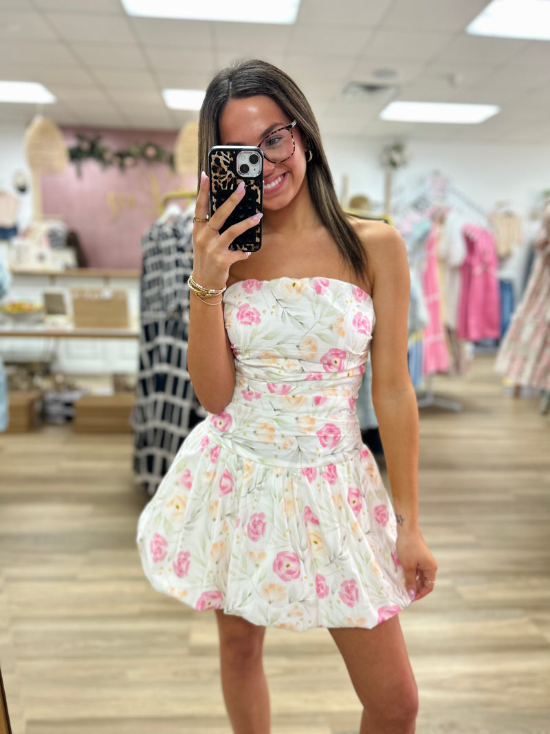 Strapless Bubble Hem Dress