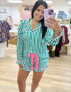 Green/White Stripe PJ Set