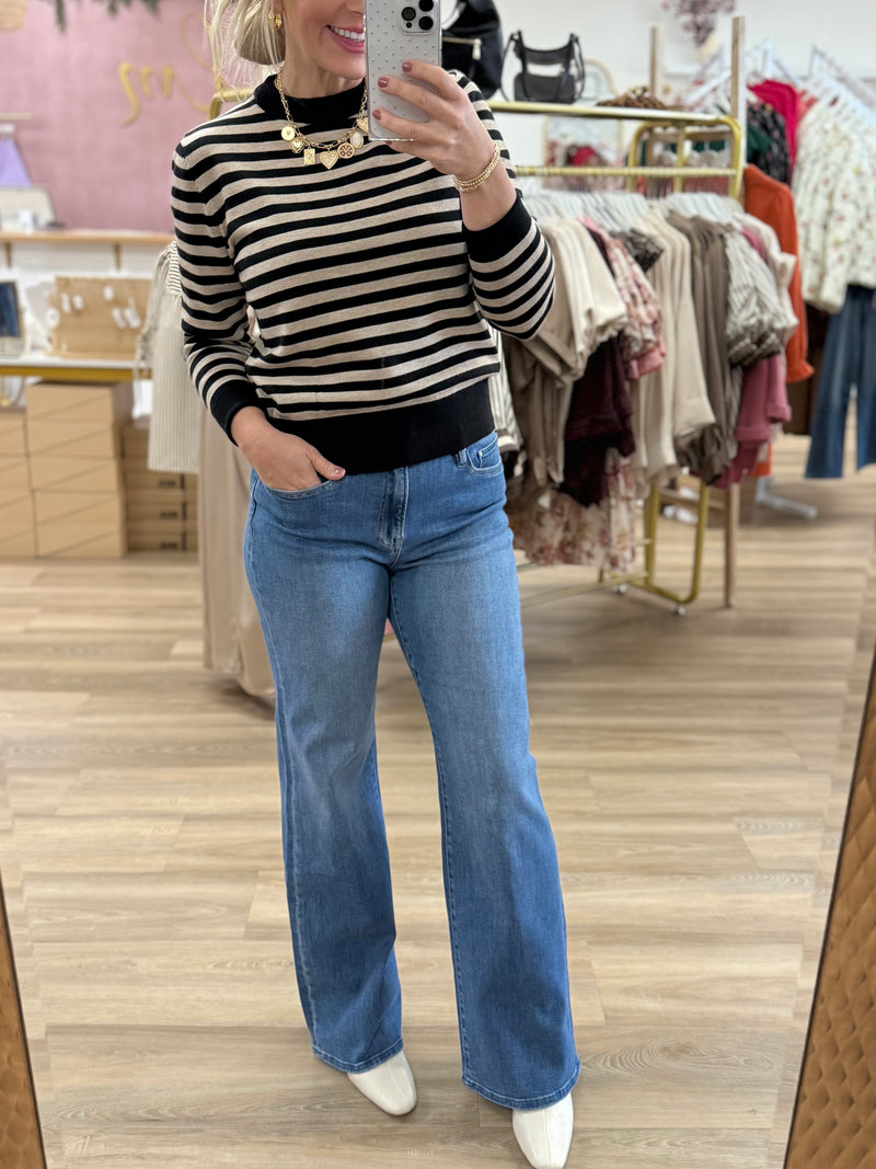 Black/Taupe Stripe Sweater