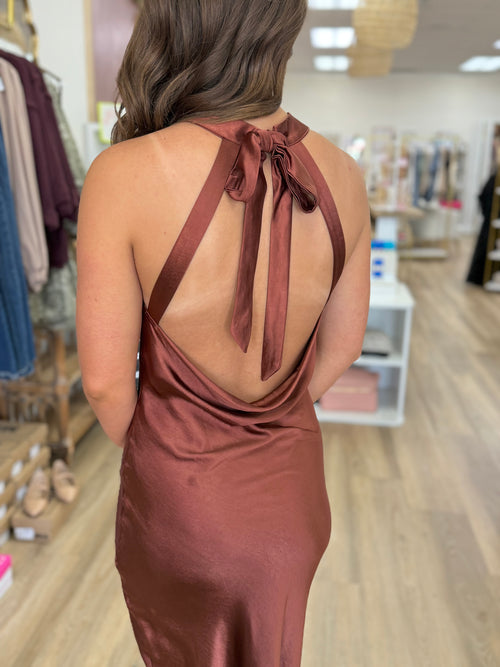Sienna Satin Halter Dress